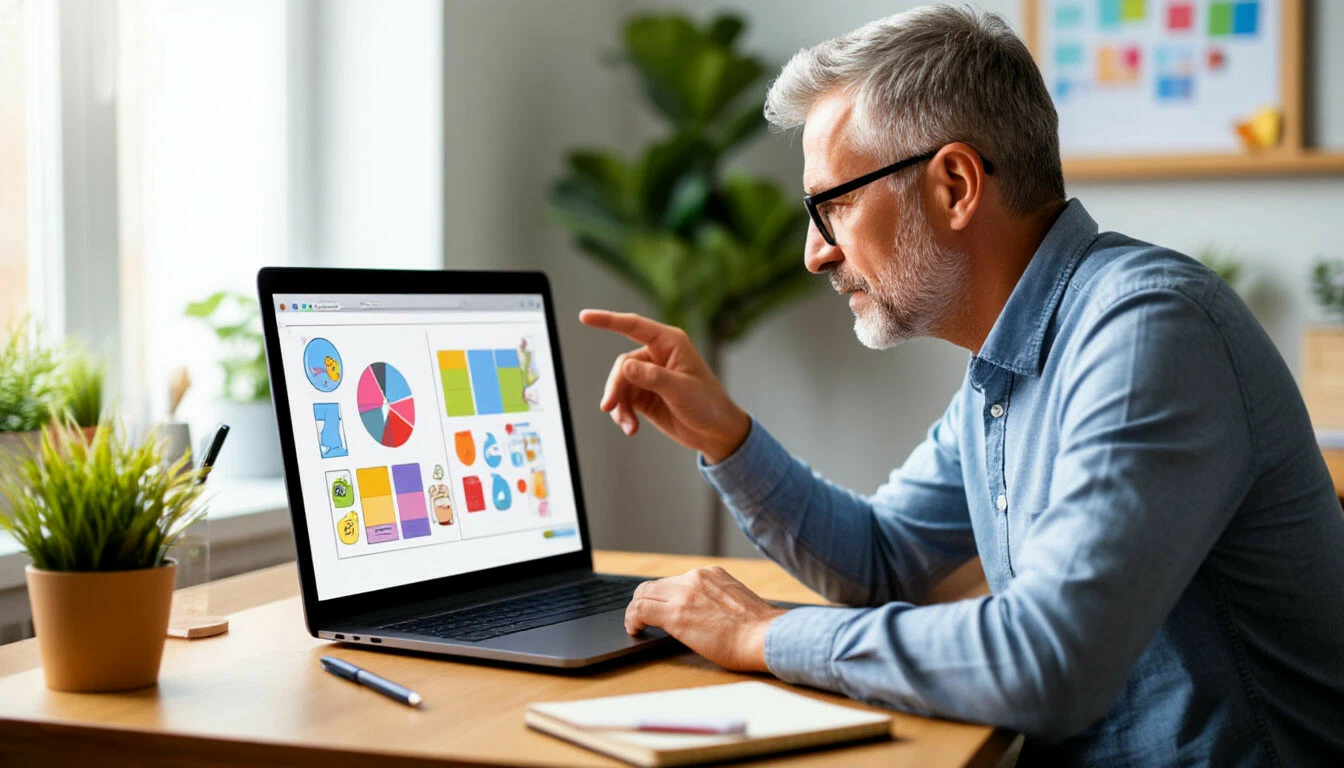 Мужчина изучает диаграммы и графики